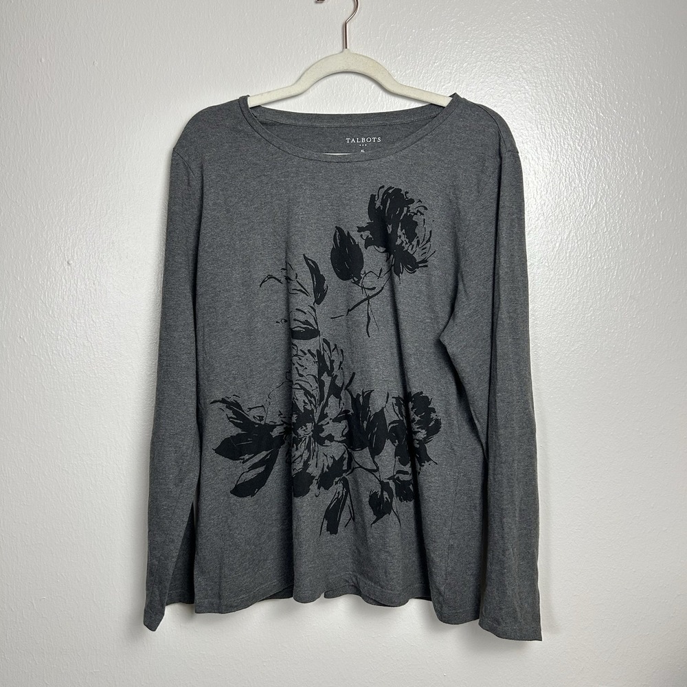 Talbots Women's Cotton Long Sleeve Top Size XL Boho Floral Whimsy Casual